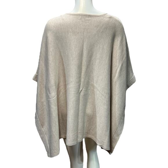 Calvin Klein NWT Poncho Wrap Sweater – Neutral Color Block, One Size - Picture 3 of 11
